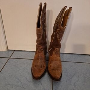 J B Dillon Ladies Bison Genuine Goat Western Leather Snip Toe 13" Boots JBW5001